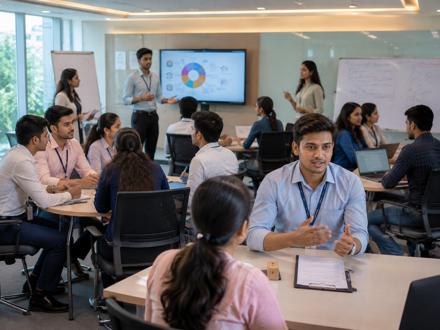 Students receiving interview preparation and career guidance